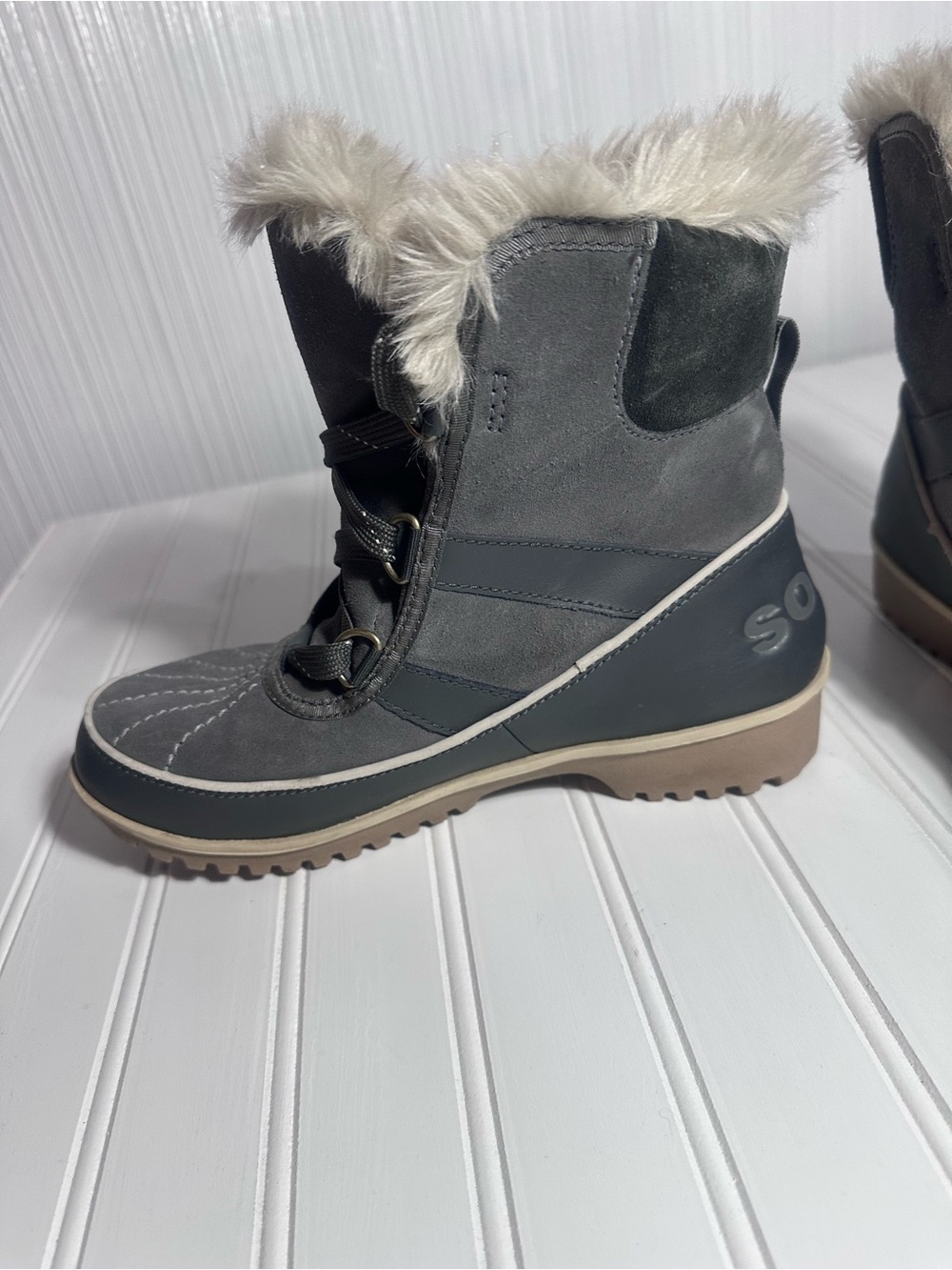 Sorel Tivoli II gray suede waterproof winter boots women’s 7 - Picture 3 of 10